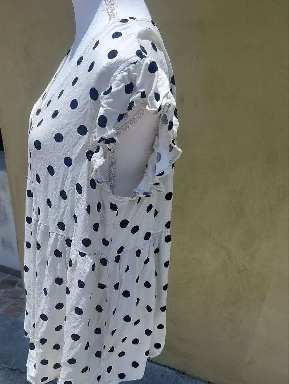 GAP Maternity Cream  Blouse with Black Polka Dots